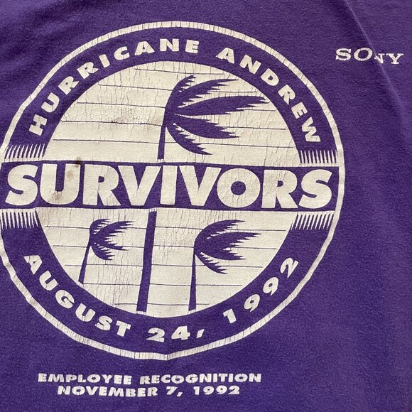 Vintage 90s Hurricane Andrew Florida Souvenir Miami Single Stitch Tshirt XL - Picture 4 of 10